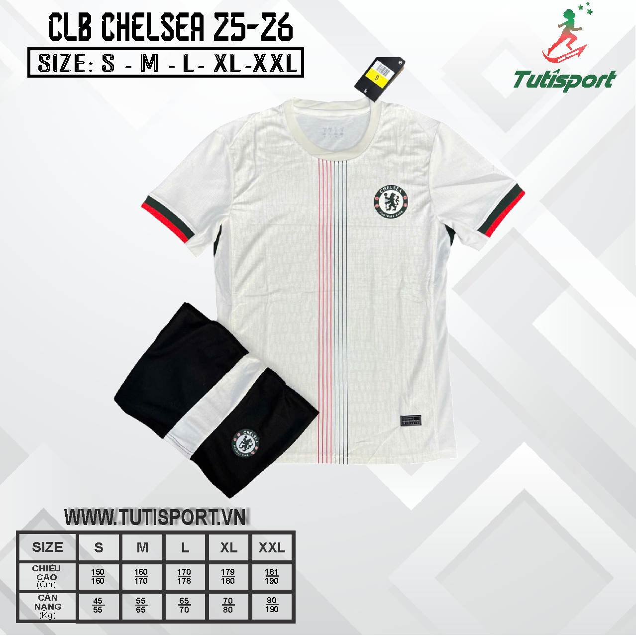 Quần Áo Bóng Đá Chelsea Trắng Mùa 25/26