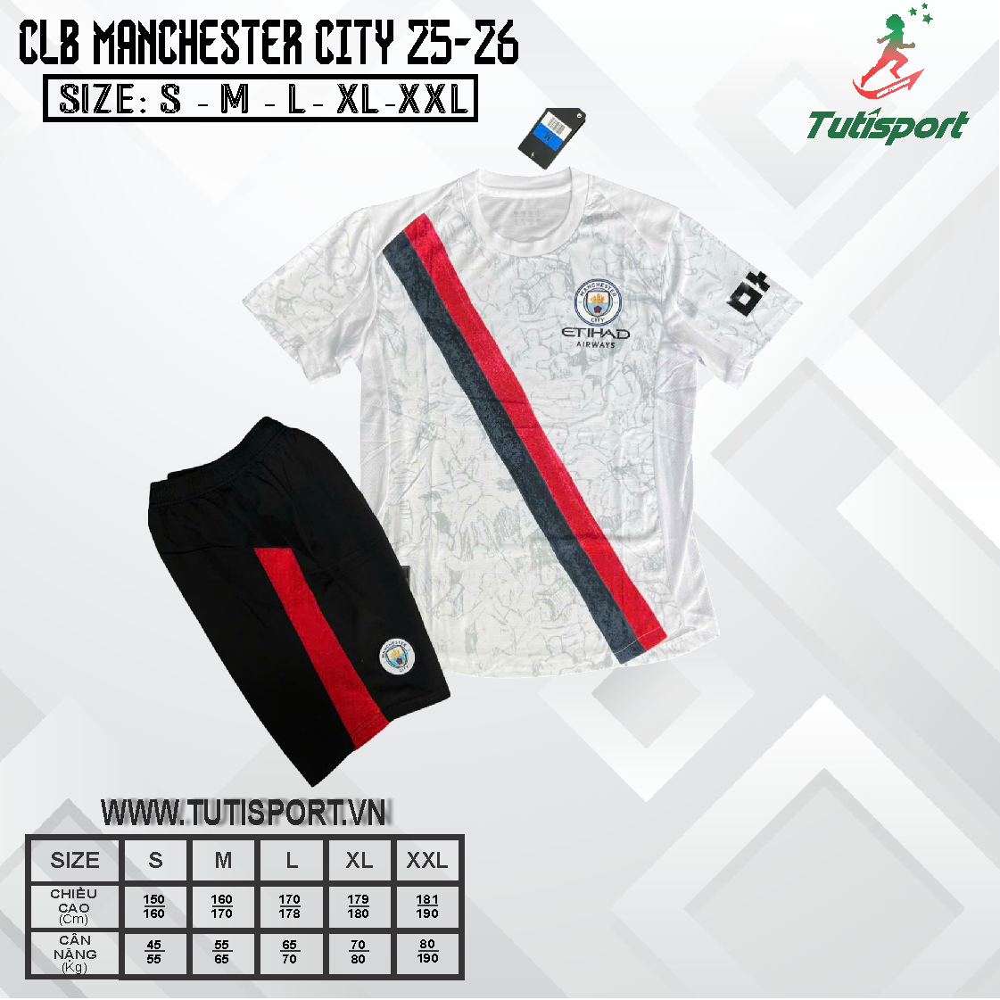 Quần Áo Bóng Đá Manchester City Trắng Mùa 25/26