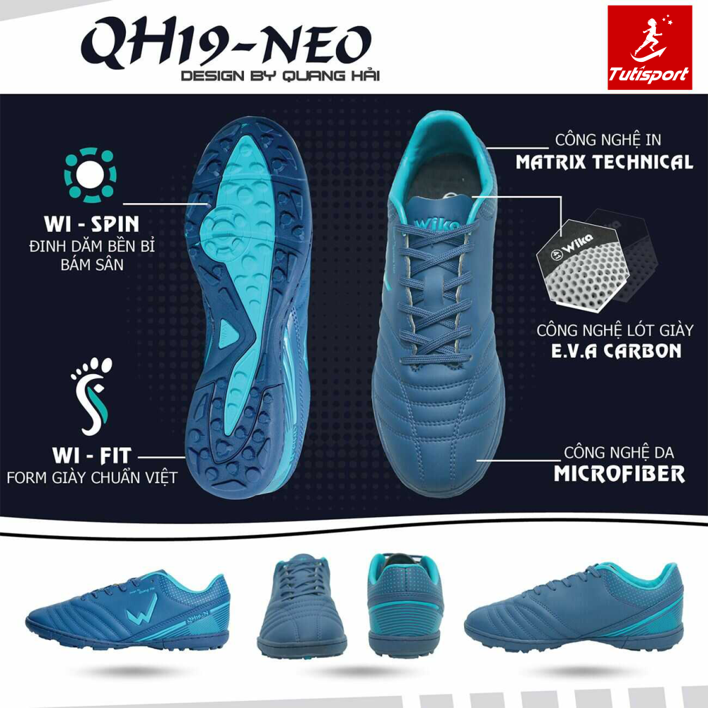 Giày đá bóng Wika QH19 NEO Quang Hải Tím Than