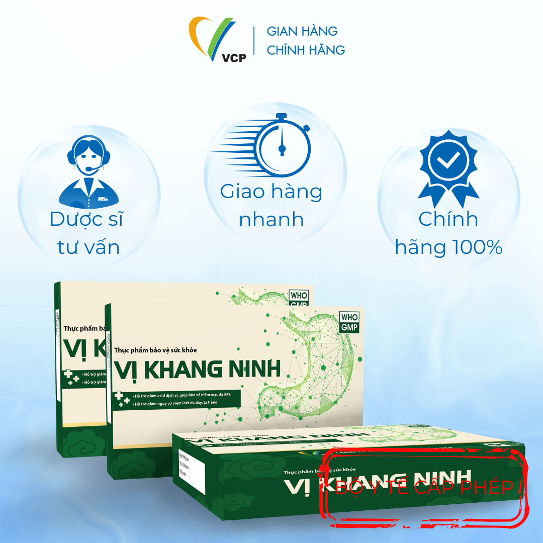[COMBO 3 HỘP] TPBVSK VỊ KHANG NINH - Hỗ trợ giảm acid dịch vị, giúp bảo vệ niêm mạc dạ dày - Hỗ trợ giảm nguy cơ viêm loét dạ dày tá tràng - Hộp 30 viê