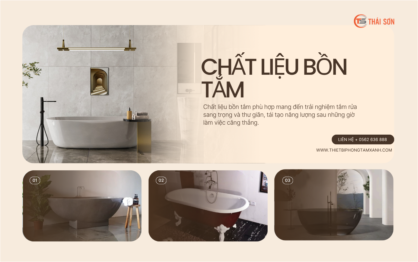 Các Chất Liệu Bồn Tắm Phổ Biến Trên Thị Trường Hiện Nay