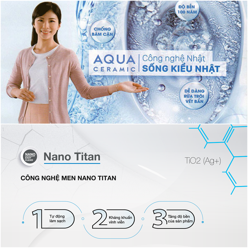 Phân biệt công nghệ men sứ kháng khuẩn của Viglacera và Aqua Ceramic của INAX
