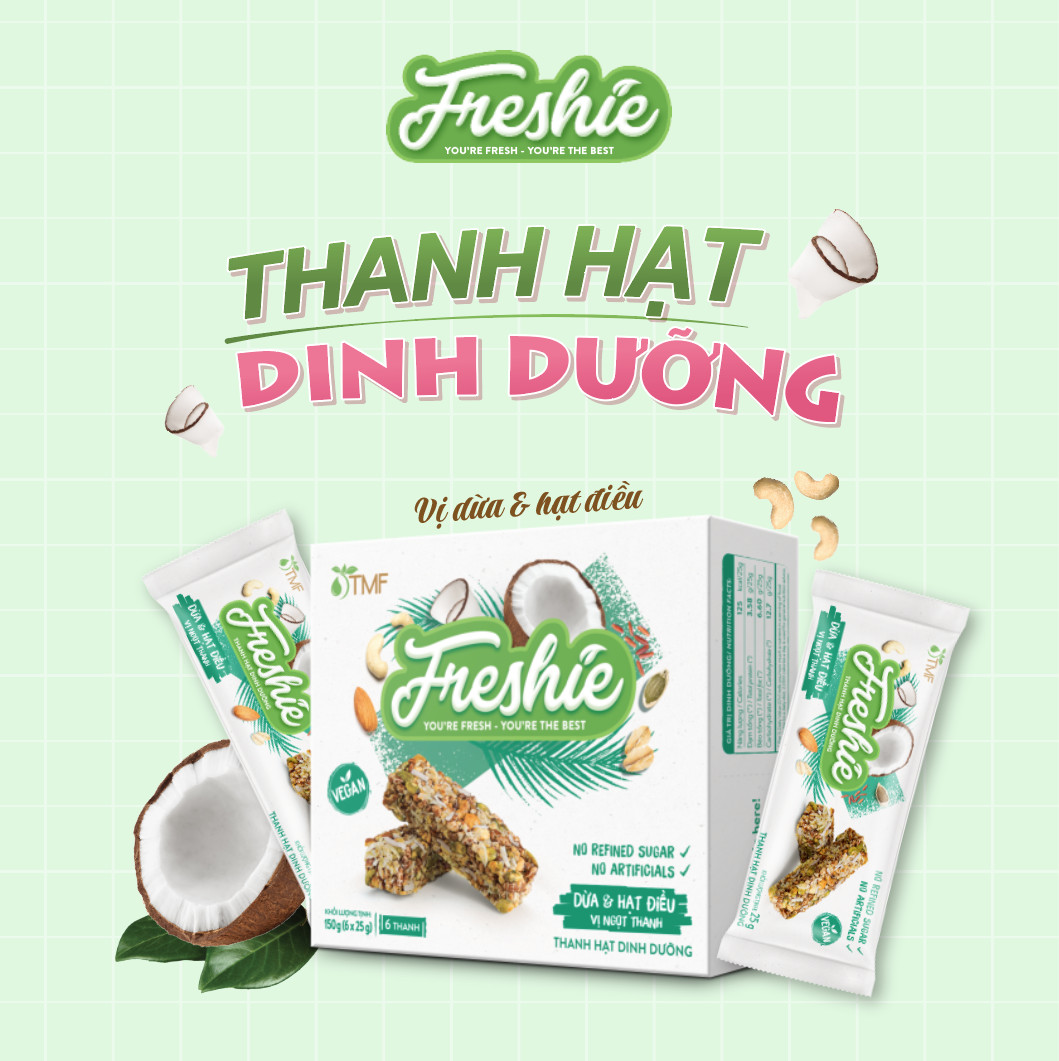 THANH HẠT DINH DƯỠNG FRESHIE - DỪA & HẠT ĐIỀU