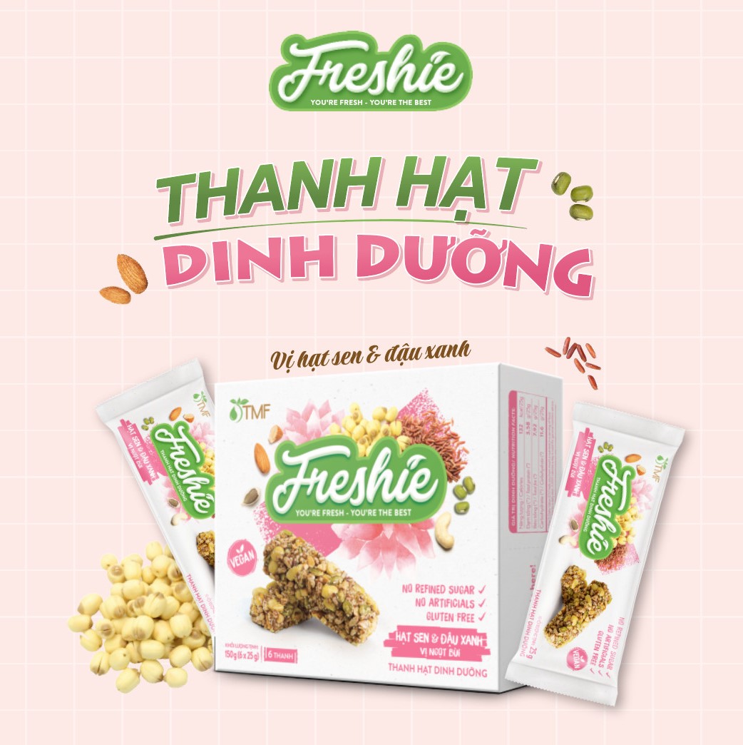 THANH HẠT DINH DƯỠNG FRESHIE - HẠT SEN & ĐẬU XANH