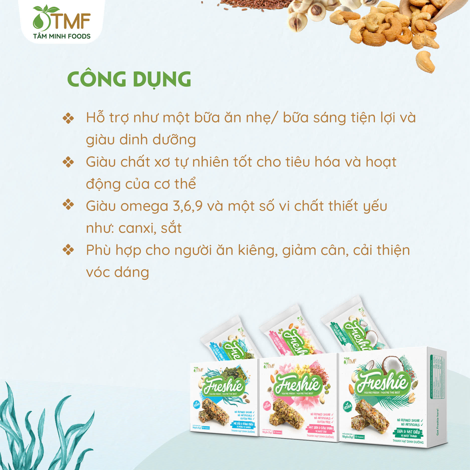 THANH HẠT DINH DƯỠNG FRESHIE - HẠT SEN & ĐẬU XANH