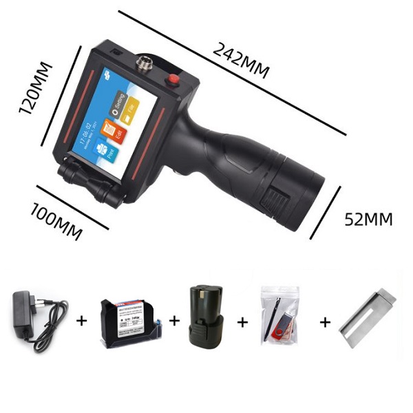 kích thước và phụ kiện Máy in date cầm tay D10