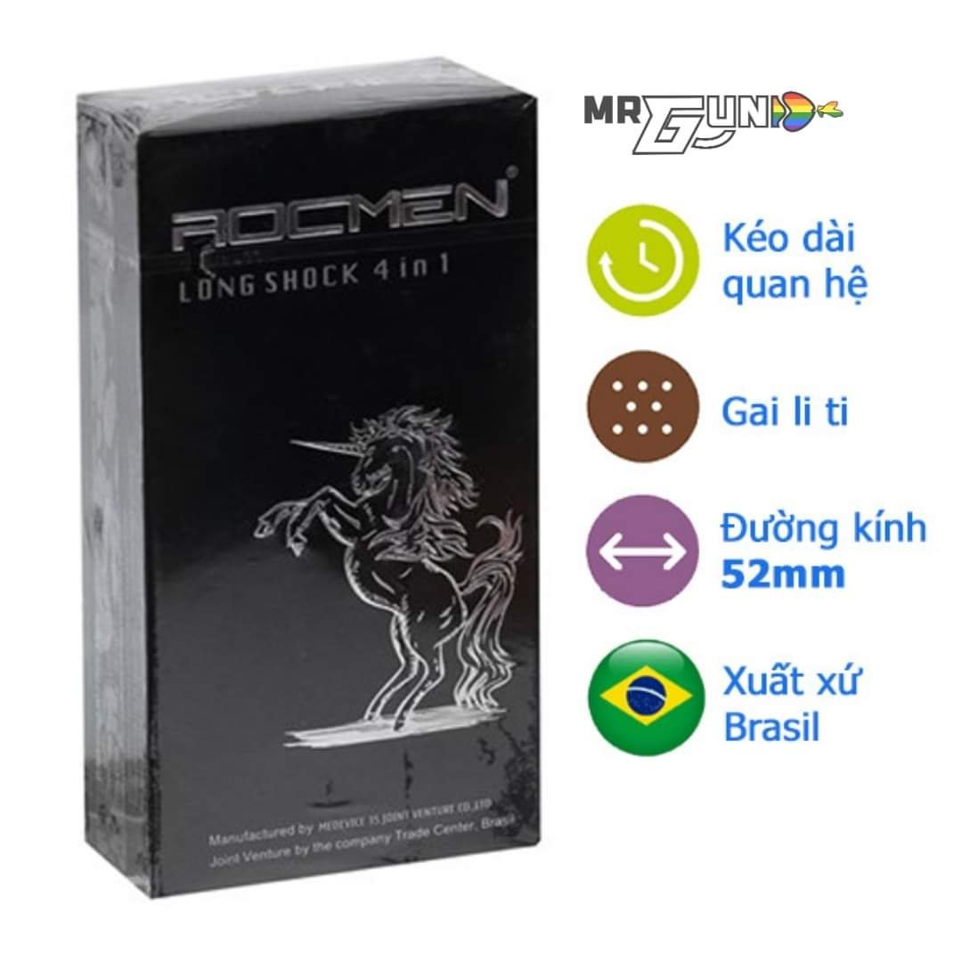 Bao cao su Rocmen Đen - Kéo dài quan hệ - Hộp 12 cái