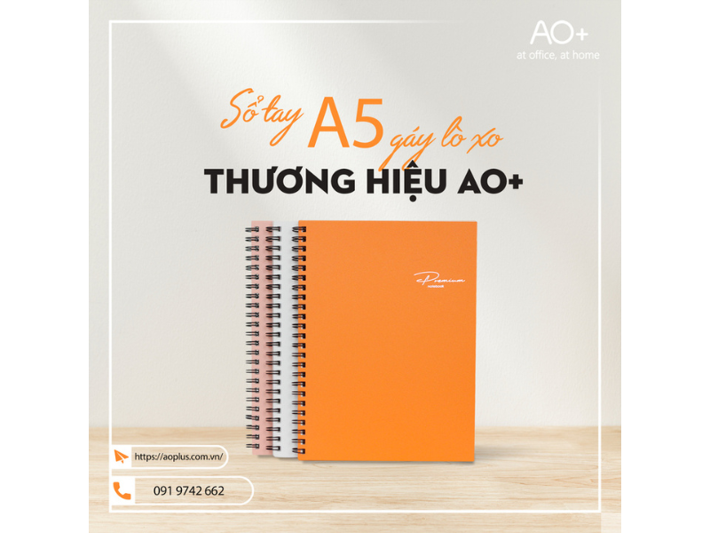 Sổ Tay A5 Gáy Lò Xo Thương Hiệu AO+