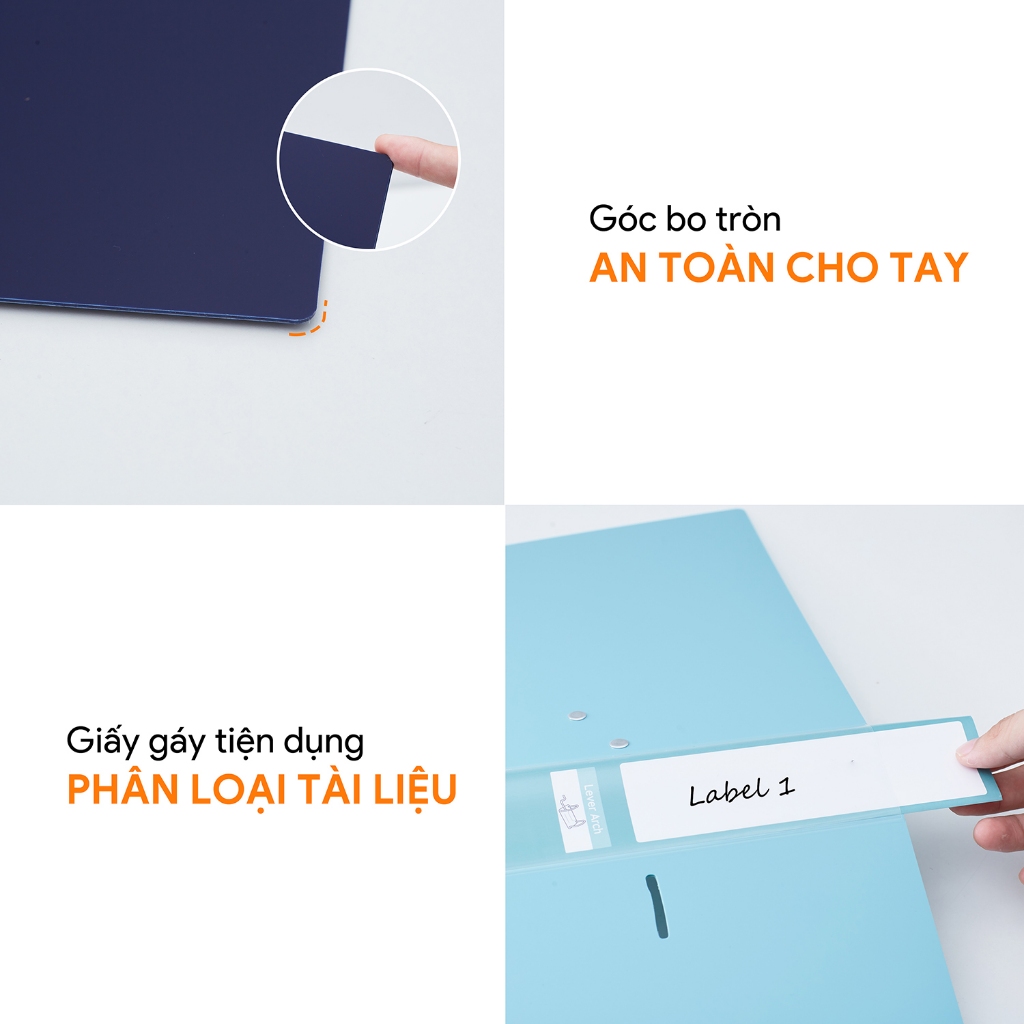 Bìa còng bật A4 5cm-7cm, File càng cua nhẫn chất liệu nhựa PP thương hiệu AO+, màu OFF (WB235/WB237)
