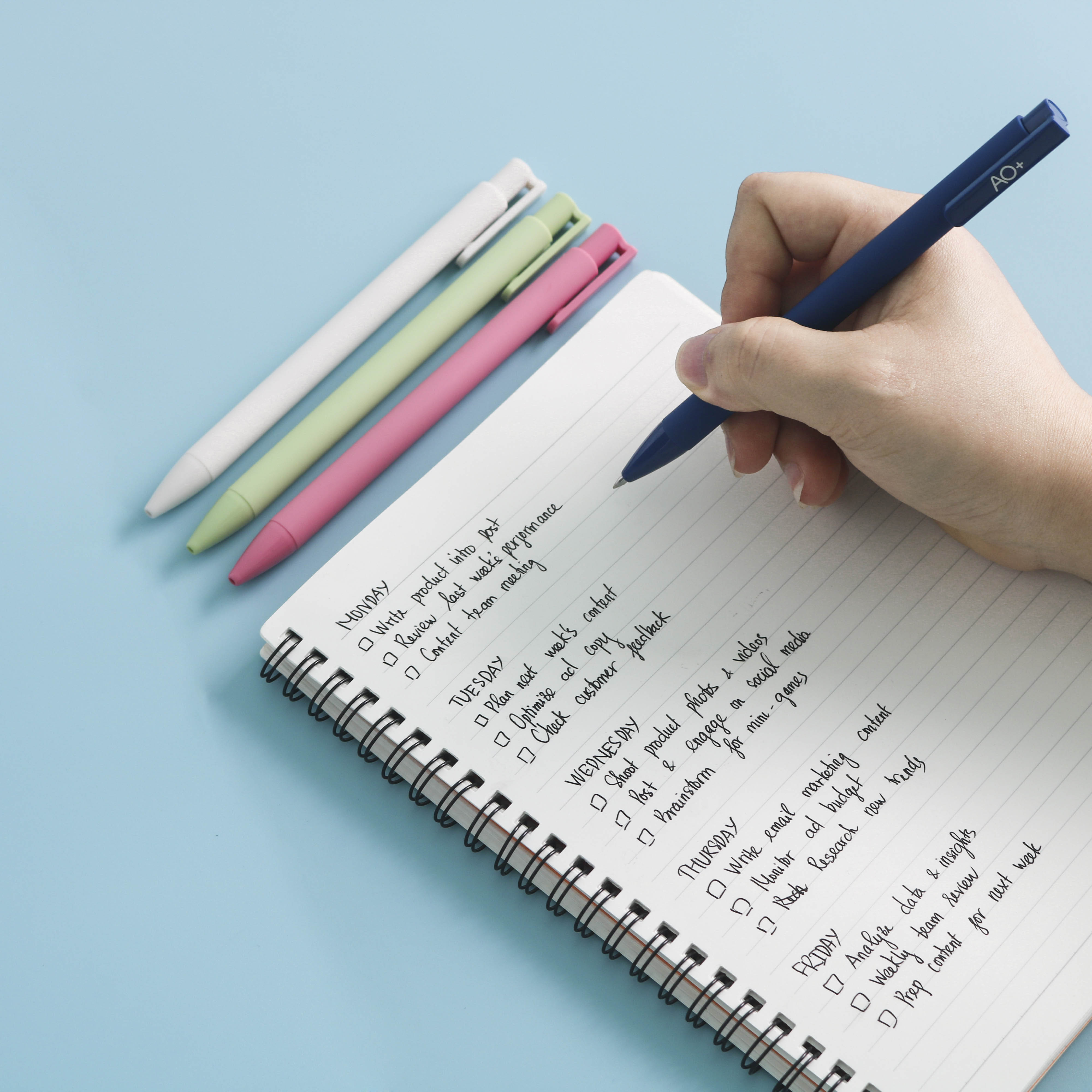 Bút Bi Gel Bấm AO+ Mực Đen BG101