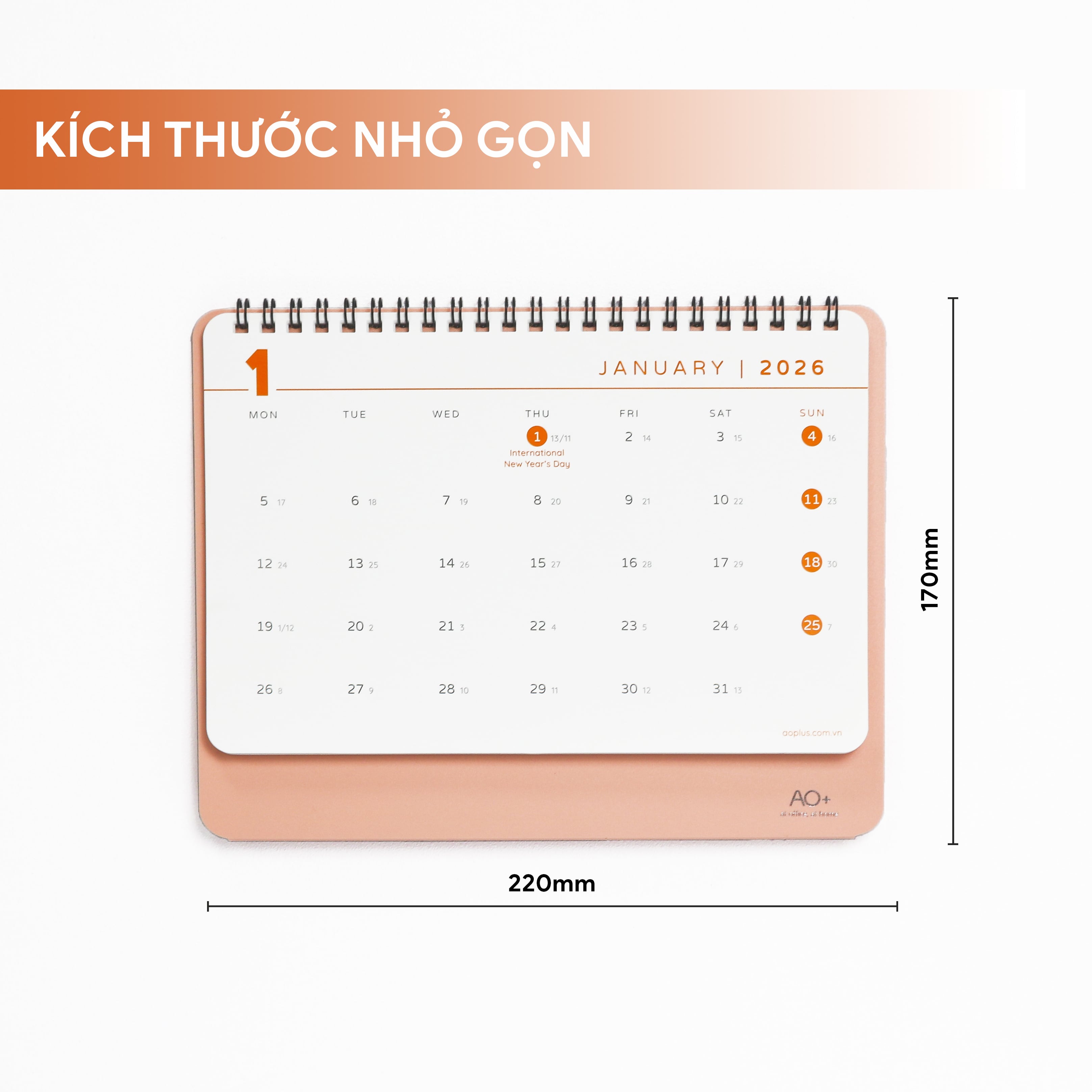 Lịch để bàn 2026, đế nhựa nhỏ gọn lên kế hoạch hằng ngày AA605