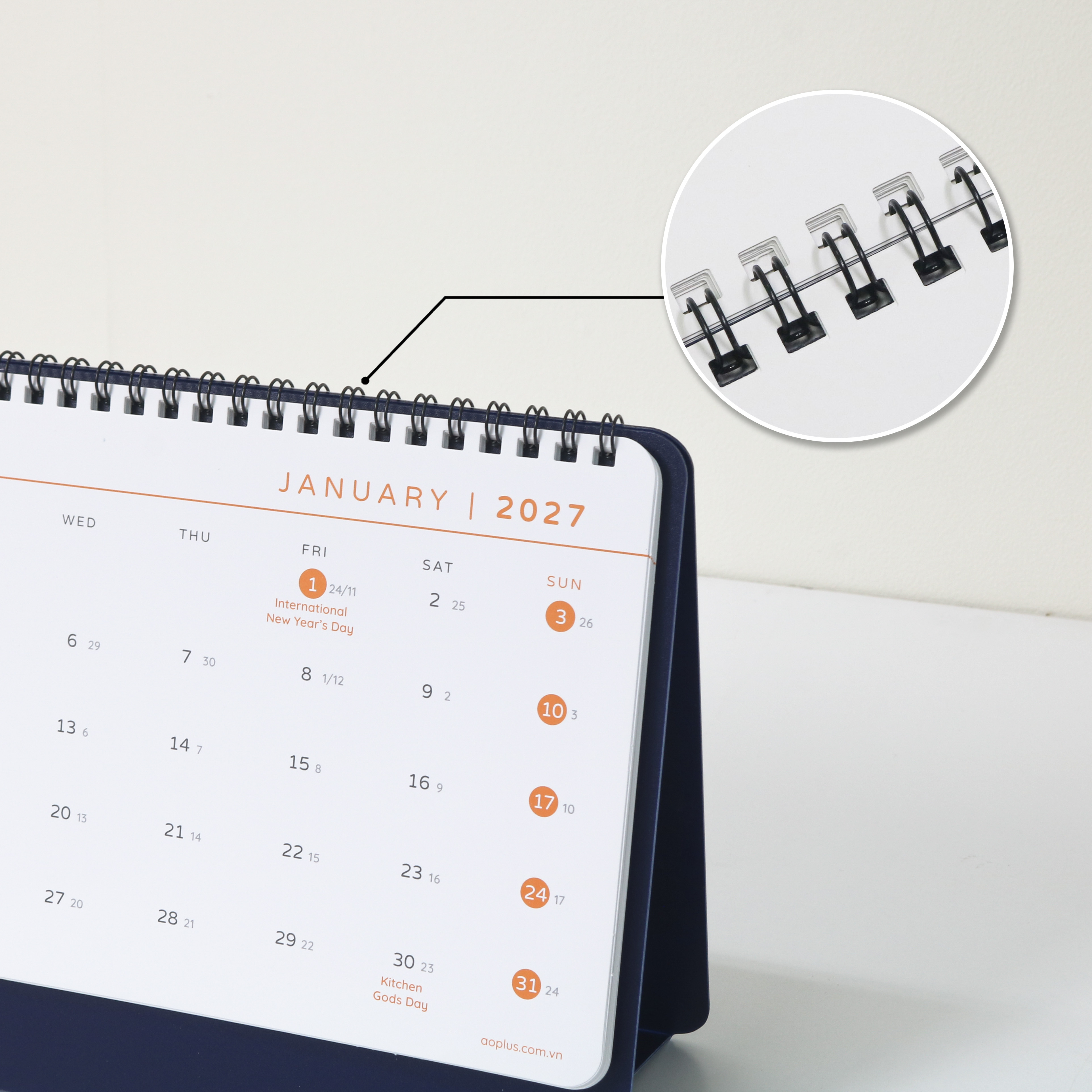 Lịch để bàn 2027, đế nhựa nhỏ gọn lên kế hoạch hằng ngày AA705