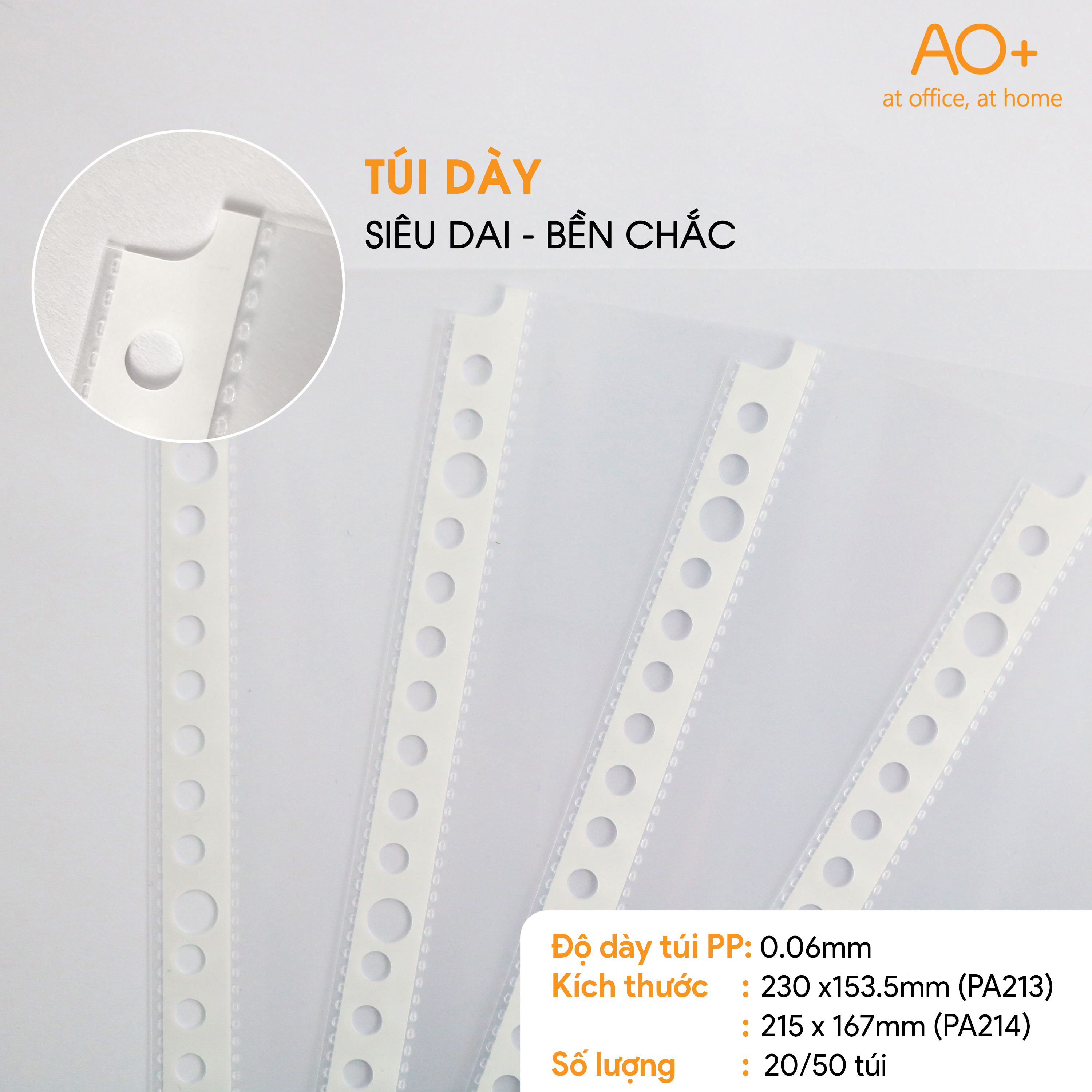 Bìa lá lỗ A5 rời đựng tài liệu, độ dày 0.06mm (Xấp 20/50 lá) PA213/PA214