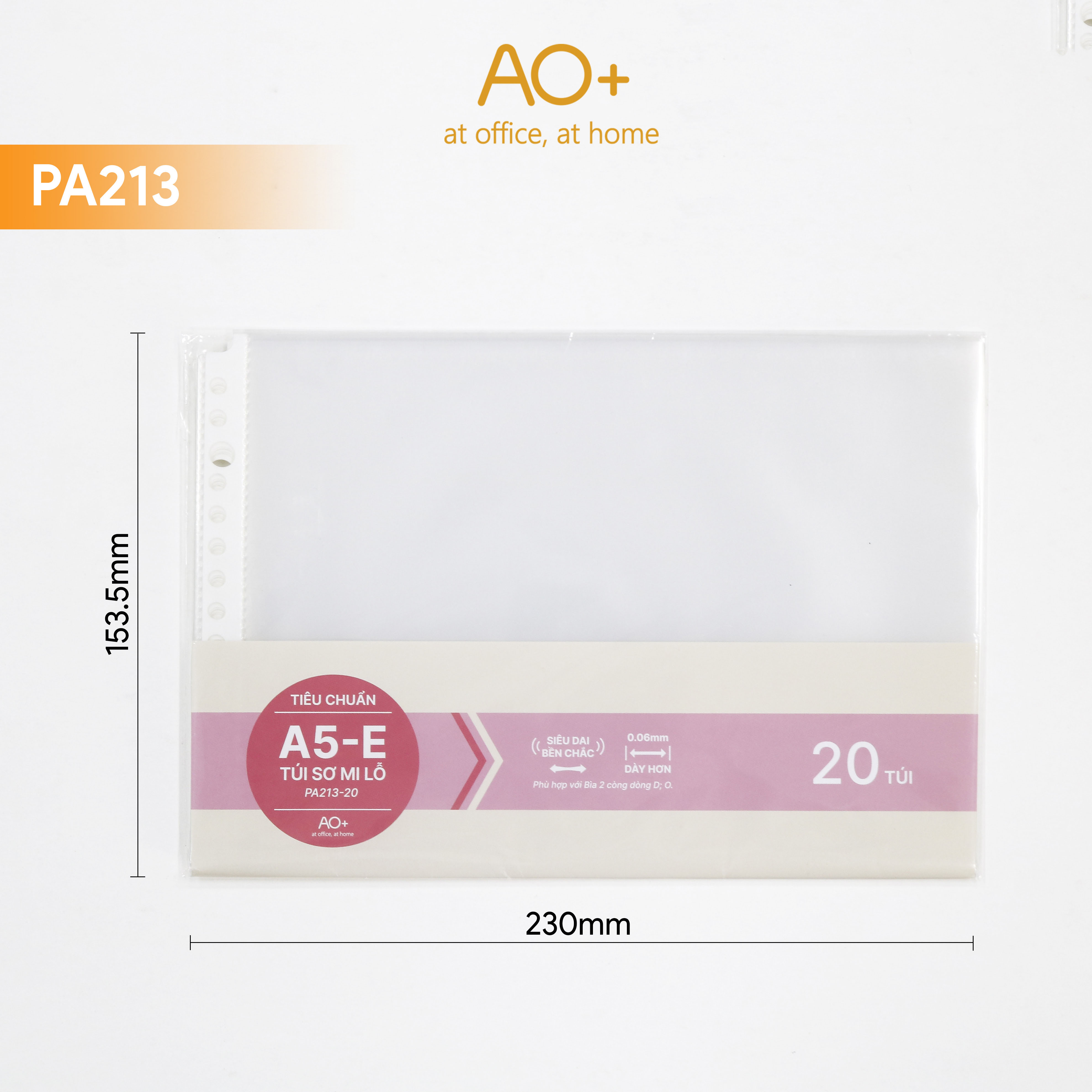 Bìa lá lỗ A5 rời đựng tài liệu, độ dày 0.06mm (Xấp 20/50 lá) PA213/PA214