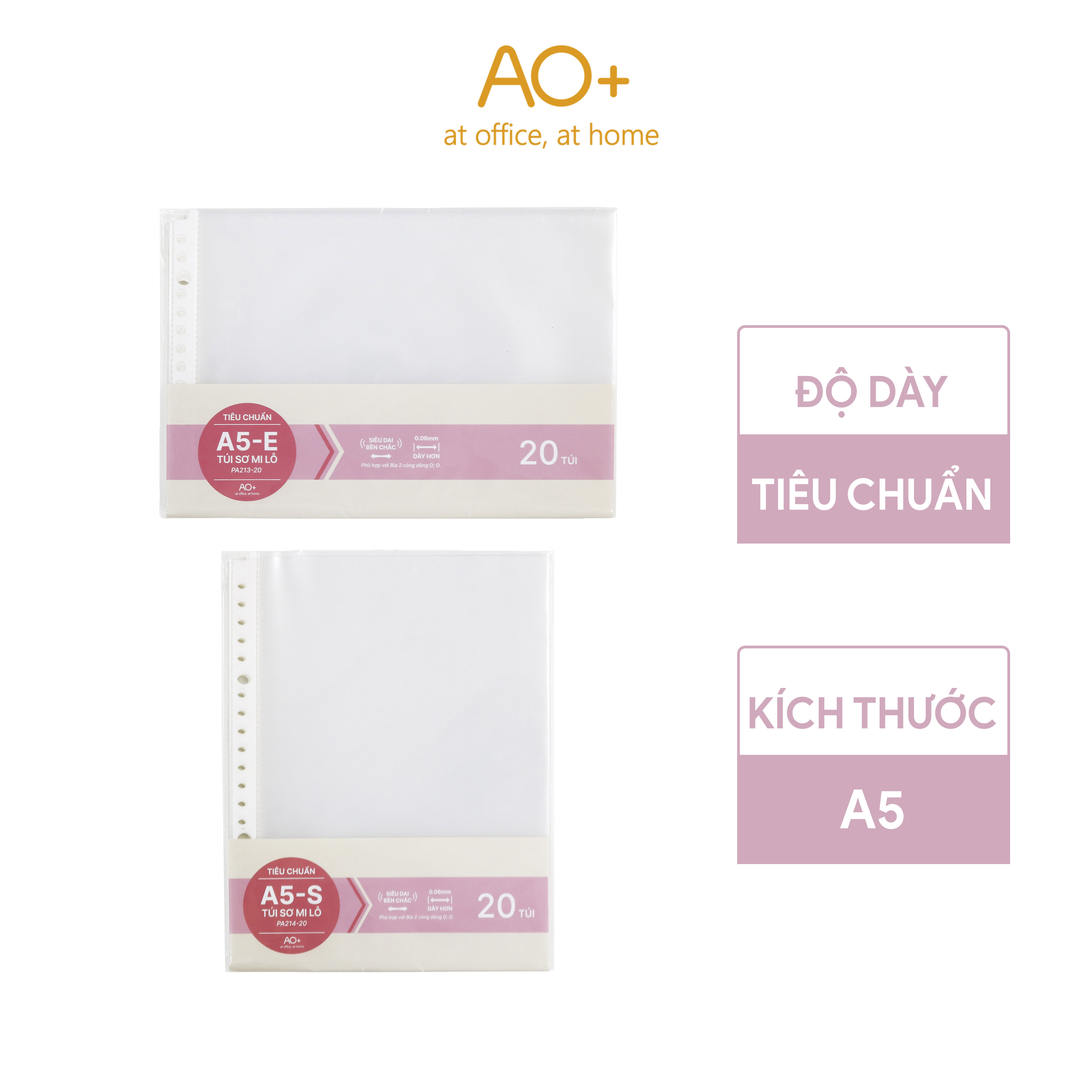 Bìa lá lỗ A5 rời đựng tài liệu, độ dày 0.06mm (Xấp 20/50 lá) PA213/PA214