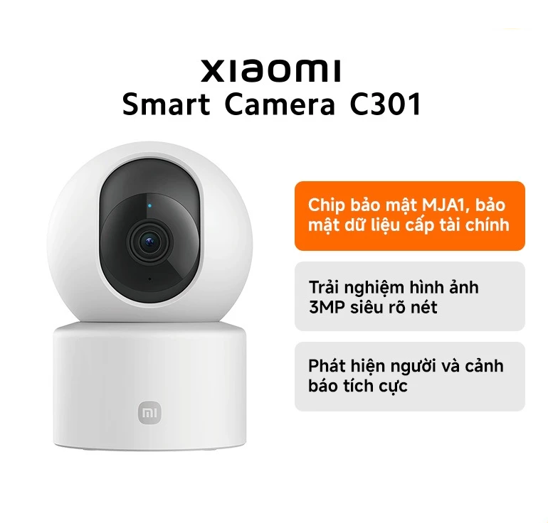 Xiaomi Smart Camera C301 | Trải nghiệm hình ảnh 3MP siêu rõ nét | Bảo mật dữ liệu cấp tài chính | Gimbal kép có khả năng