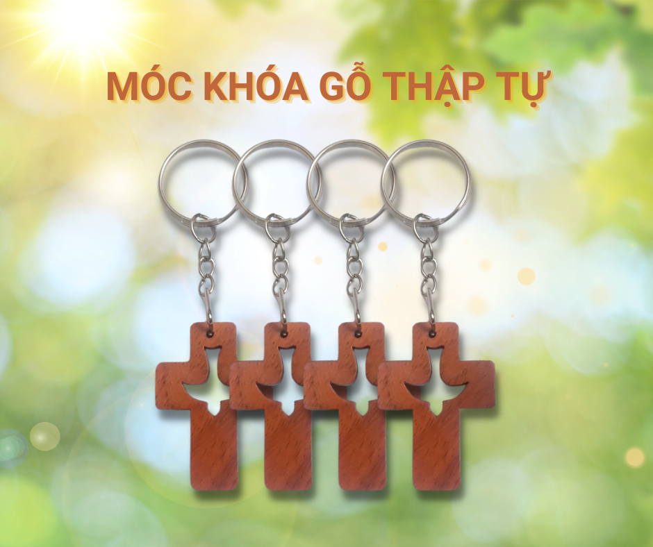 Móc khoá gỗ trái tim 2 mầu Khắc Laze