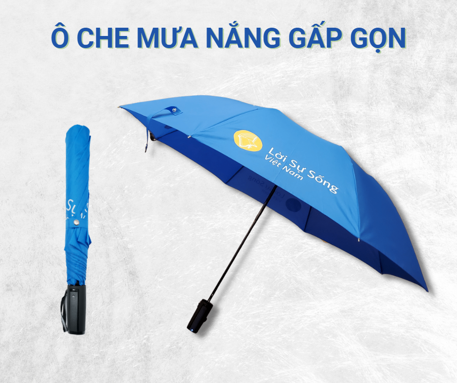 Ô Gấp Gọn Cao Cấp In Logo Lời Sự Sống (Màu Xanh)