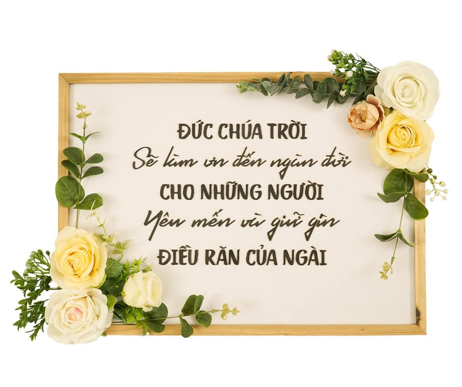 Tranh gỗ câu gốc khổ to 37x52Cm Xuất Ê-díp-tô Ký 20:6 (Hoa lụa đẹp)