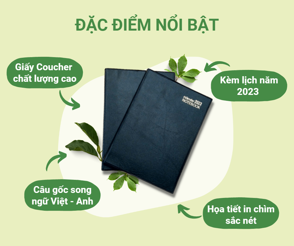 Sổ Ghi Chép Cơ Đốc Bìa Giả Da Khổ A5 - Bìa Đen, Giấy đẹp, Câu Gốc Từng Trang (NoteBook 2023)