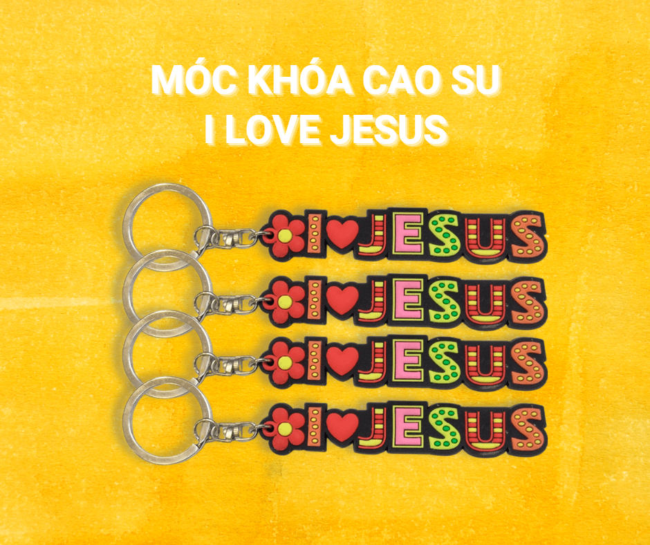 Móc khoá I LOVE JESUS (Ngang) Chất Liệu Cao Su