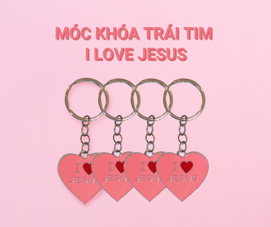 Móc khoá trái tim ( I <3 Jesus - Màu hồng)