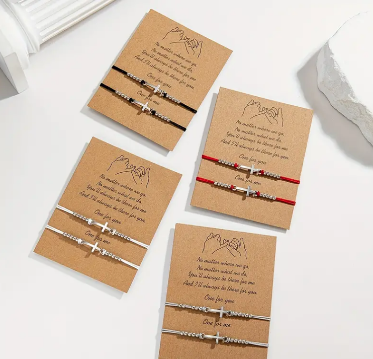 Set 02 Chiếc Vòng Tay mặt hập tự dây dệt có thể điều chỉnh độ rộng
