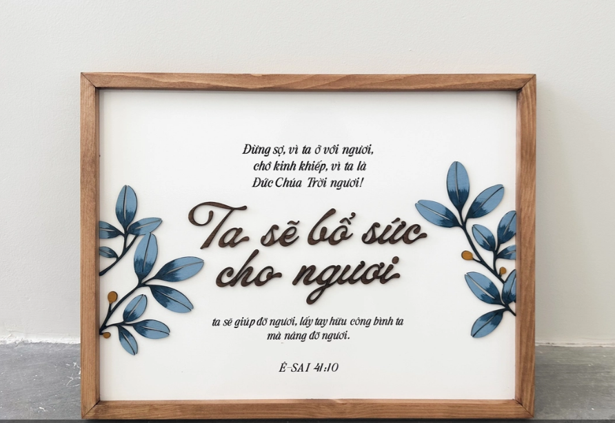[Faithworks] Tranh gỗ Câu gốc Ê-sai 41:10 | Joshua chữ nhật 30x40Cm Ta sẽ bổ sức cho ngươi