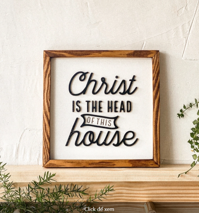 [Faith works] Tranh gỗ Câu gốc vuông Christ is the Head - Gabor 20x20Cm