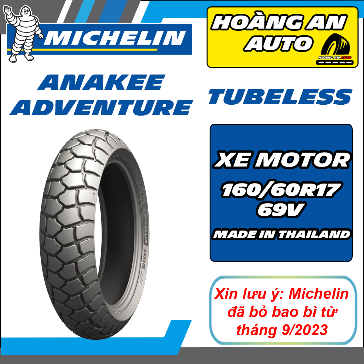 MICHELIN ANAKEE ADVENTURE SIZE 160/60R17 - VỎ KHÔNG RUỘT