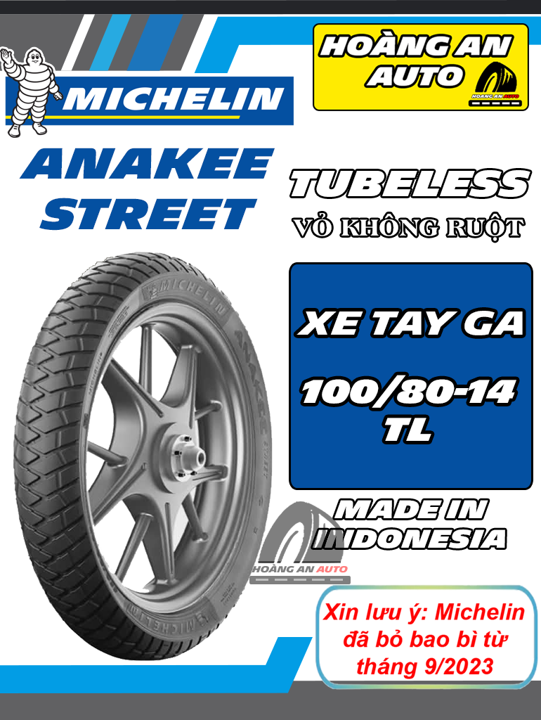 MICHELIN ANAKEE STREET 100/80-14 - VỎ KHÔNG RUỘT