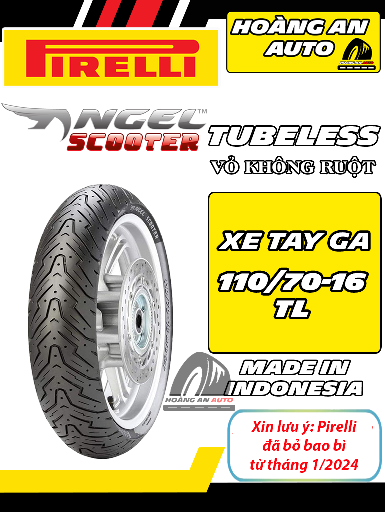 PIRELLI ANGEL SCOOTER 110/70-16 - VỎ KHÔNG RUỘT