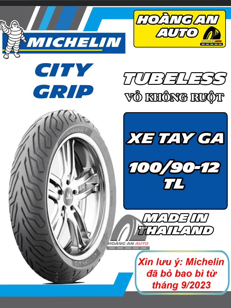 MICHELIN CITY GRIP 100/90-12 - VỎ KHÔNG RUỘT