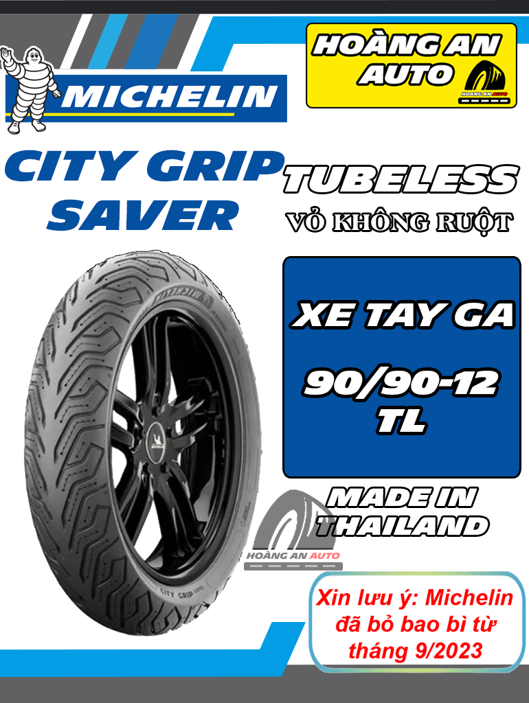 MICHELIN CITY GRIP SAVER 90/90-12 - VỎ KHÔNG RUỘT
