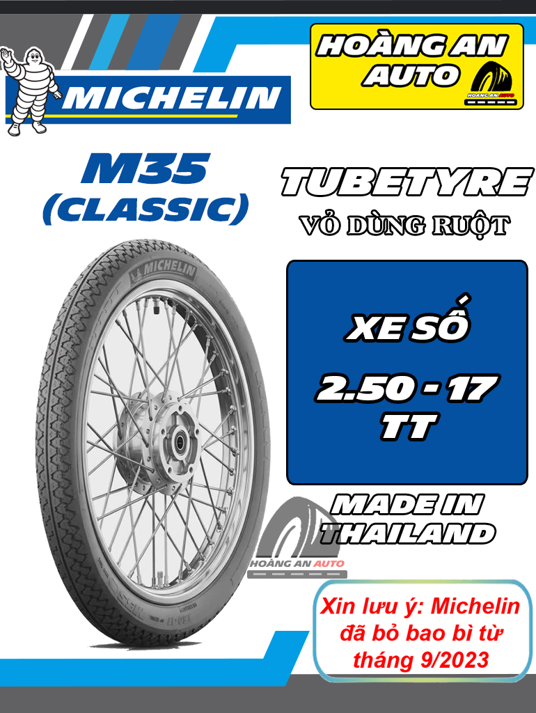 MICHELIN M35 SIZE 2.50-17 TT - VỎ DÙNG RUỘT