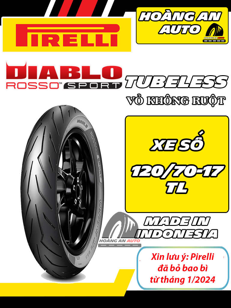 PIRELLI ROSSO SPORT 120/70-17 - VỎ KHÔNG RUỘT