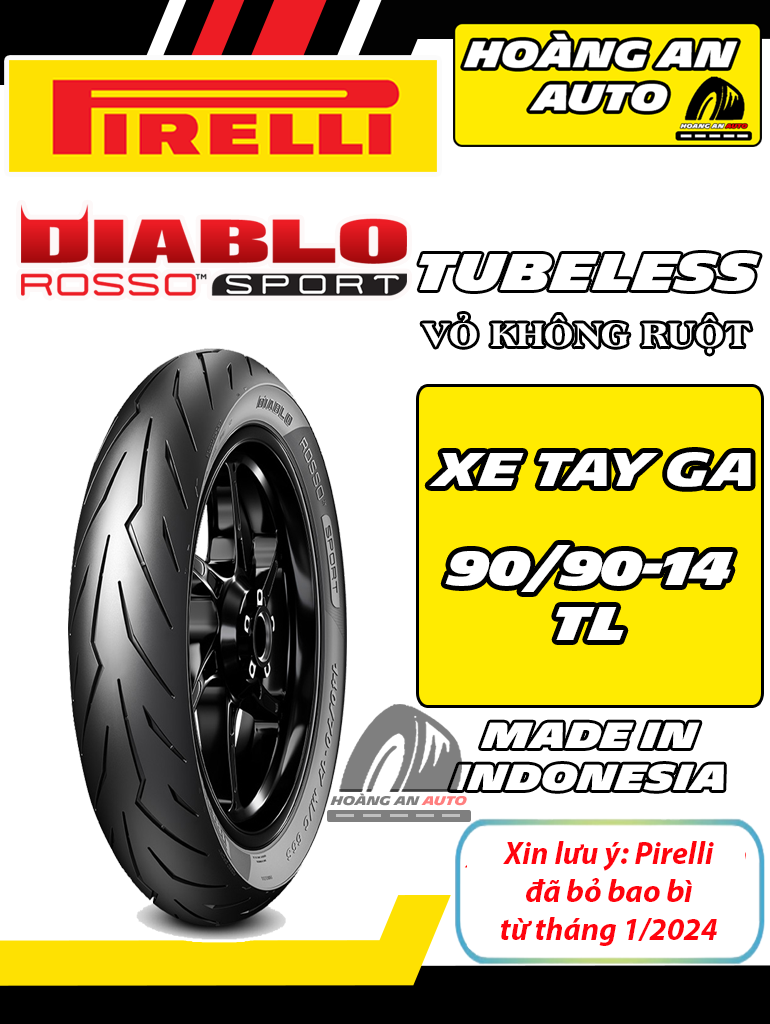 PIRELLI ROSSO SPORT 90/90-14 - VỎ KHÔNG RUỘT
