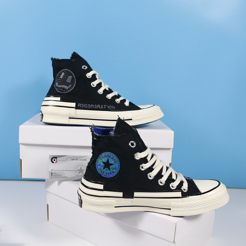 Giày Converse 1970s Hacked Heel Tear Away cao cổ vải đen CCVD084 Chuck 70 Hacked Heel Tear Away