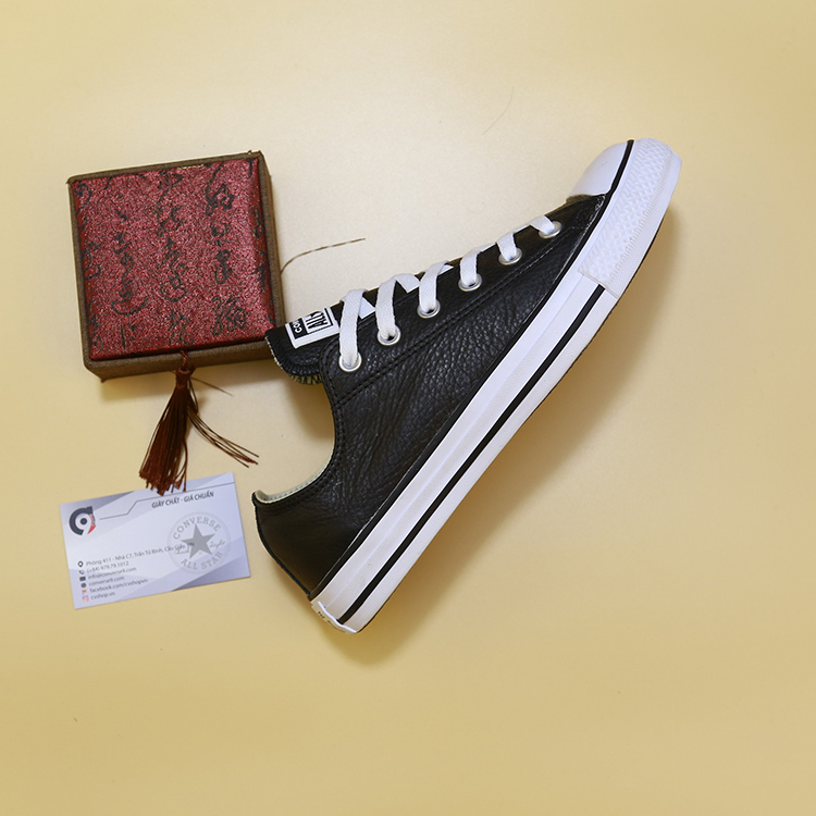 Giày Converse classic thấp cổ da đen (hai phiên bản) CTDD020 