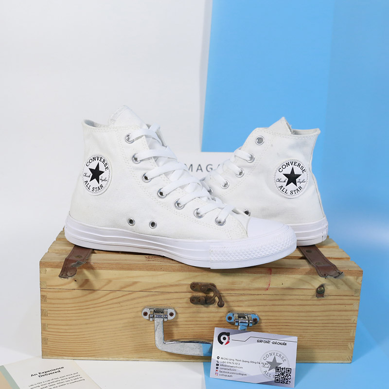 Giày Converse classic cao cổ vải trắng CCVT082 