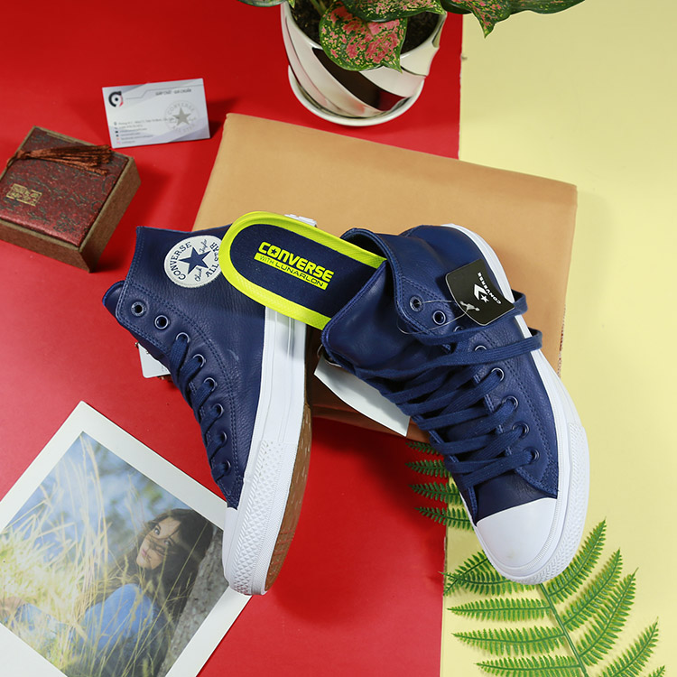 Giày Converse ChuckII 157512V cao cổ da xanh (ship - store) CCDX013 