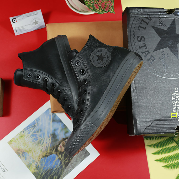Giày Converse chuckII cao cổ da đen (ship - store) CCDD028 