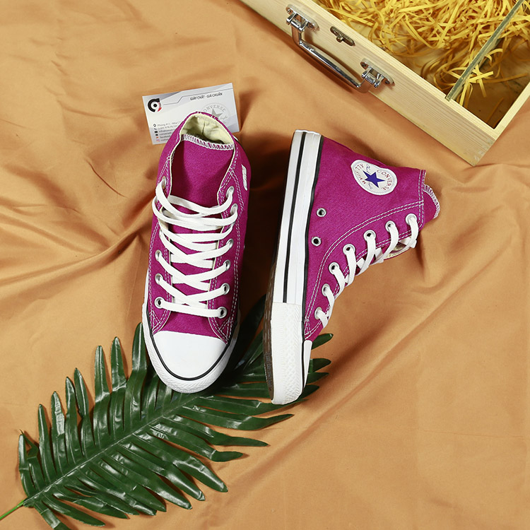 Giày Outlet Converse classic cao cổ vải tím CCVT054 Giày Converse classic tím