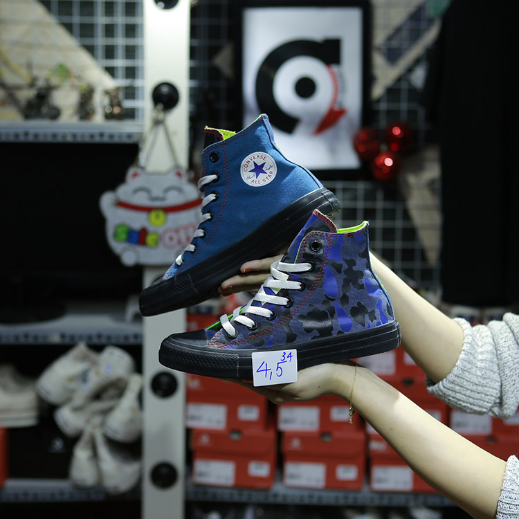 Giày Outlet Converse cao cổ vải xanh COUT034 