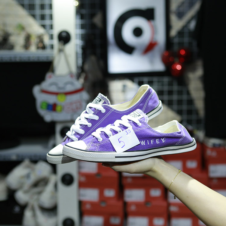 Giày Outlet Converse slim thấp cổ vải tím COUT039 
