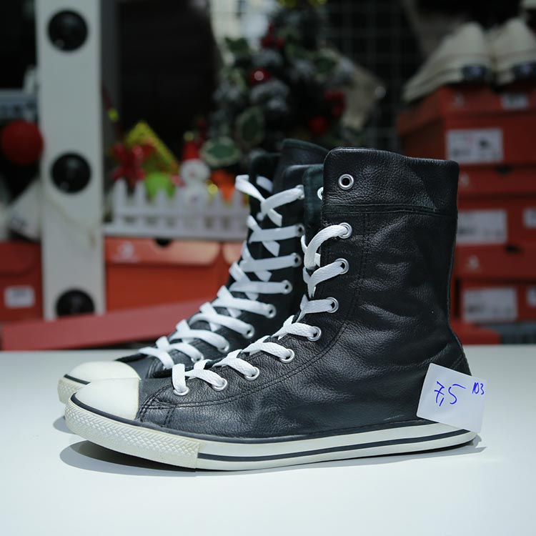 Giày Outlet Converse cao cổ da đen CCDD024 
