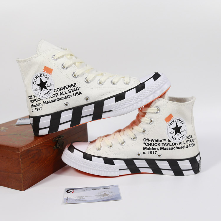 Giày Converse off white 1970s cao cổ vải trắng CCVT062 (TẶNG ba lô 350k) Converse off white 1970s 163862C