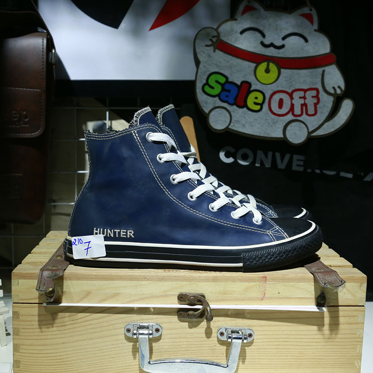 Giày Outlet Converse rubber cao cổ da xanh COUT210 