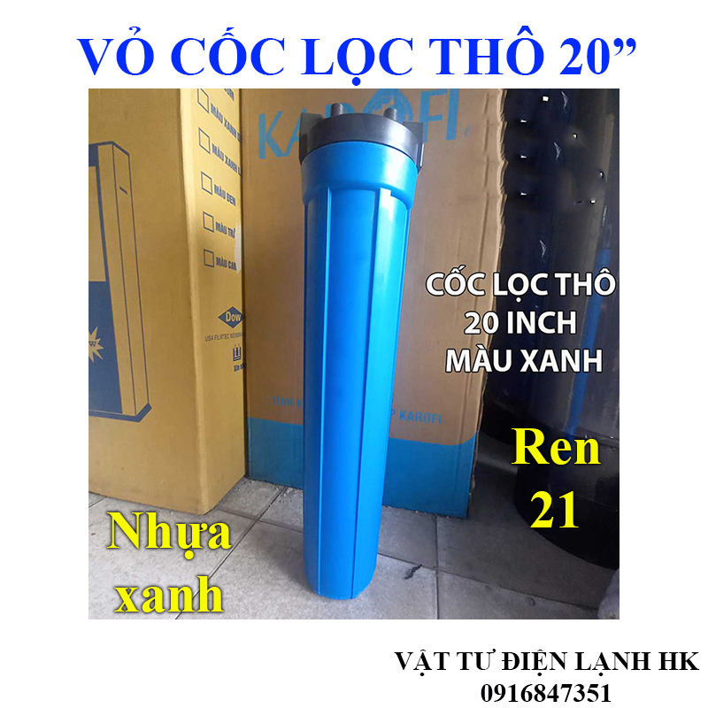 Vỏ cốc lọc thô đầu nguồn 20" - dùng cho bộ lọc nước đầu nguồn 20 inch