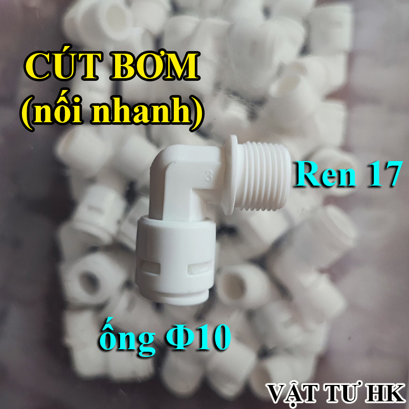 Cút bơm ren 17 ra ống 10 mm dùng cho máy lọc nước RO gia đình